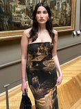 Sexy Tube Top Printed Slim Dress