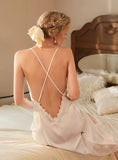 FASHION LACE ICE SILK LONG BACKLESS HOME CLOTHES