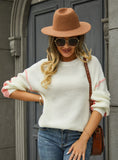 Casual Loose Round Neck Contrast Color Sweater