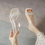 TRANSPARENT THICK-HEELED SLIPPERS