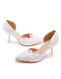 7.5CM LACE MESH HIGH HEELS WEDDING SHOES