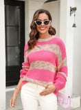 Loose Round Neck Stitching Sweater