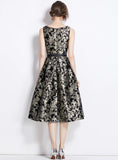 RETRO JACQUARD SLEEVELESS SLIM DRESS