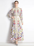 PRINTED LONG-SLEEVED HIGH-WAIST SLIM DRESS