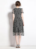 A-LINE PRINT PUFF SLEEVE DRESS