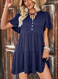 V-NECK FOLDING CAKE DRESS
