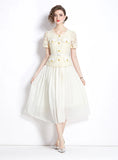 RETRO SHORT-SLEEVED SLIM BIG SWING DRESS