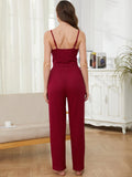 FASHION SLING WAFFLE STRAP LONG SLEEVE PAJAMA PANTS SET