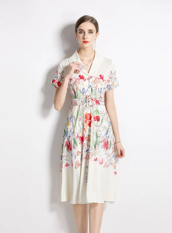 RETRO SLIM HEPBURN SHORT SLEEVE DRESS