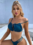 SOLID COLOR BACKLESS SEXY BIKINI