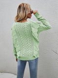 STYLISH WOODEN EAR HOLLOW KNITWEAR SWEATER