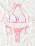 OPEN-BACK SEXY TWO-PIECE PINK BIKINI
