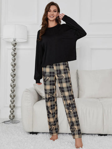 FASHION PLANT PRINTED LONG-SLEEVED CLOTHING SUIT
