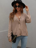 FASHION LOOSE BUTTON SOLID COLOR TWISTED ROPE SWEATER