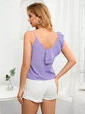 LOTUS LEAF V-NECK SLEEVELESS T-SHIRT TOP