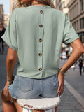 SOLID COLOR STAND-UP COLLAR V-NECK SHIRT