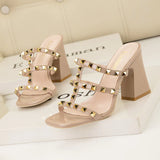 SQUARE TOE SLIPPERS POINTED RIVET SLIPPERS