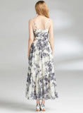 SLIM SLEEVELESS PRINT MEDIUM-LONG DRESS
