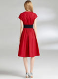 V-NECK SHORT SLEEVE SLIM DRESS