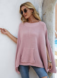 FASHION LOOSE BAT SLEEVE SHAWL SWEATER