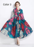 RETRO CHIFFON PRINTED LONG-SLEEVED BIG SWING DRESS