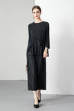 BEADED PLEATED LARGE-SIZE WIDE-LEG PANTS TWO-PIECE SUIT