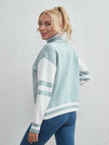 FASHION COLOR MATCHING FEMALE LONG SLEEVE SWEATER