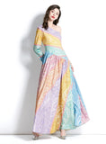 ONE-SHOULDER IRREGULAR COLOR PRINT DRESS