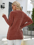 FASHION LONG SLEEVE V-NECK LOOSE PULLOVER SWEATER