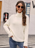 CASUAL LONG SLEEVE PULLOVER KNITTED LOOSE TURTLE NECK SWEATER