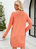 FASHION LOOSE STITCHING CONTRAST COLOR LONG SWEATER DRESS