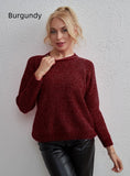 STYLISH SOLID COLOR VERSATILE TOP ROUND NECK SWEATER