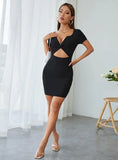 SEXY CUT OUT SHORT SLEEVE DRESS