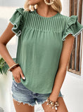 GREEN LOTUS LEAF STITCHING SHIRT