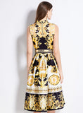 RETRO SLIM HEPBURN PRINT DRESS
