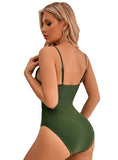 SOLID COLOR V-NECK SLING SEXY ONE-PIECE SWIMSUIT