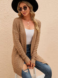 CASUAL SOLID COLOR HOLLOW KNIT CARDIGAN SWEATER COAT