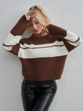 FASHION WOMEN COLOR MATCHING CASUAL SWEATER