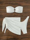 SEXY TUBE TOP THREE-PIECE BEACH BIKINI
