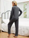 CLASSY SOLID COLOR LONG SLEEVE TROUSERS PAJAMAS SUIT
