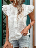 SMALL FLYING SLEEVE ROUND NECK SHIRT TOP