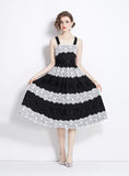 FASHION LACE STITCHING SLING DRESS