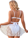 SOLID COLOR STRAP LACE SWIMSUIT BIKINI