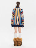 Colored Striped Loose Round Neck Sweater