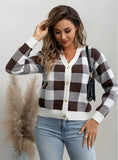 CLASSY RETRO CONTRAST CHECK SWEATER COAT