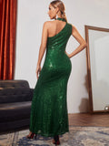 RETRO HALTER GREEN SEQUINED DRESS