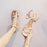 SUMMER THICK HEELS FLAT SANDALS