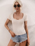 FASHION U-NECK CASUAL SOLID COLOR LOOSE ROUND NECK STITCHING SWEATER