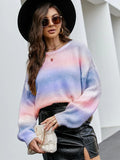 FASHION GRADIENT KNITTED LONG-SLEEVED PULLOVER SWEATER
