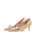 THIN HEELS METAL BUTTON POINTED SHOES